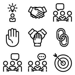 Business Flat Icon Set Isolated On White Background