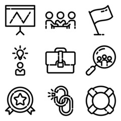 Obraz premium Business Flat Icon Set Isolated On White Background