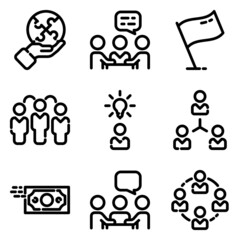 Business Flat Icon Set Isolated On White Background