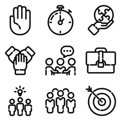 Business Flat Icon Set Isolated On White Background