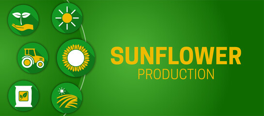 Green Sunflower Production Banner Illustration Background