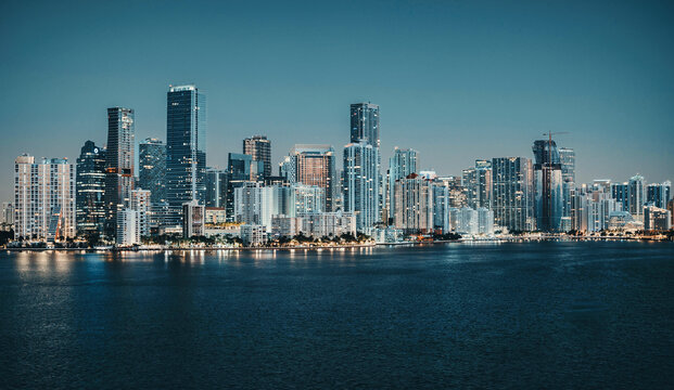 skyline Miami Florida panorama color blue