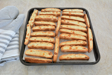 Baking almond apricot biscotti