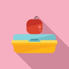 Eco lunch icon flat vector. School meal