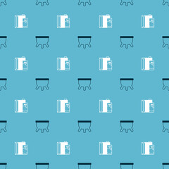 Set Udder and Paper package for milk on seamless pattern. Vector