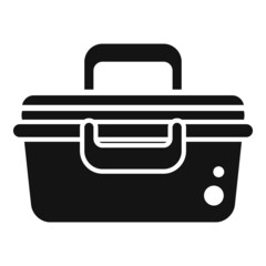 Plastic lunch box icon simple vector. School meal
