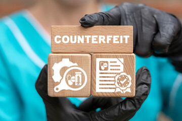 Pharmacy and medical concept of counterfeit. Drugs and pills counterfeit crime. Pharmaceuticals...
