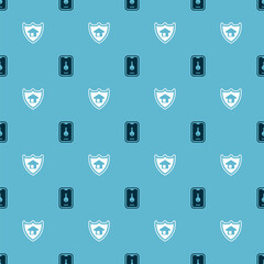 Set Online real estate and House with shield on seamless pattern. Vector