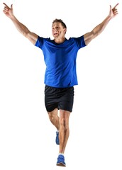 Young caucasian man sprinter runner running