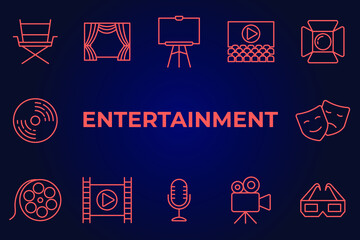 Set of Entertainment icon. Entertainment pack symbol template for graphic and web design collection logo vector illustration