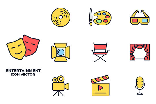 Set of Entertainment icon. Entertainment pack symbol template for graphic and web design collection logo vector illustration