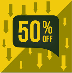 tag offer 50%off discount,black friday, yellow and black, fifty percent off.