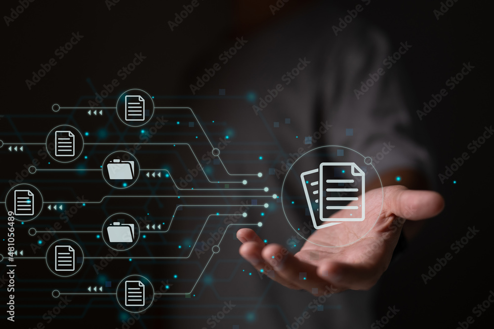 Poster Document Management System (DMS). Archiving software for business files.