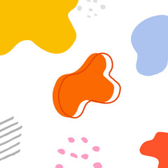 Fototapeta premium Simple Vector Square Background, Memphis Style, Orange, Brown, Pink, Yellow