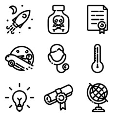 Science Flat Icon Set Isolated On White Background