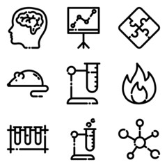 Science Flat Icon Set Isolated On White Background