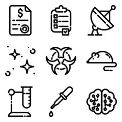 Science Flat Icon Set Isolated On White Background