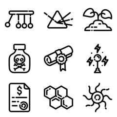 Science Flat Icon Set Isolated On White Background