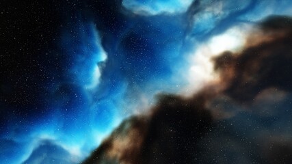 Obraz premium Space background with realistic nebula and shining stars. Colorful cosmos with stardust and milky way. Magic color galaxy. Infinite universe and starry night. 3d render 