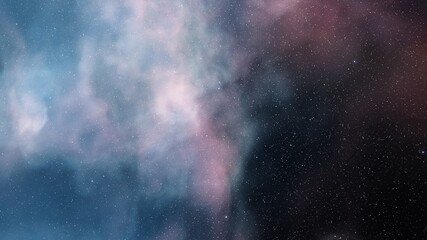 Space background with realistic nebula and shining stars. Colorful cosmos with stardust and milky way. Magic color galaxy. Infinite universe and starry night. 3d render	

