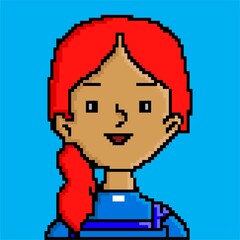 Pixel art style people character illustration