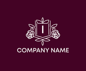 Obraz na płótnie Canvas I luxury logo, luxury logo, i letter logo, i monogram, i initial letter logo, Elegant luxury identity design in rose and white. 
