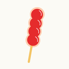 Isolated simple flat artwork of red Chinese apple candy tanghulu