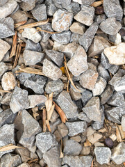 Texture of gravel scattered on the ground