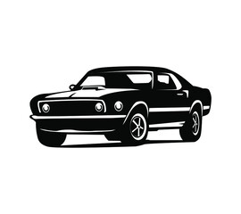Fototapeta na wymiar Retro muscle car vector illustration. Vintage poster of reto car. Old mobile isolated on white.