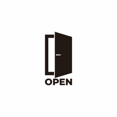 open symbol door simple geometric design vector
