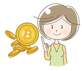 仮想通貨のビットコインをお勧めする女性