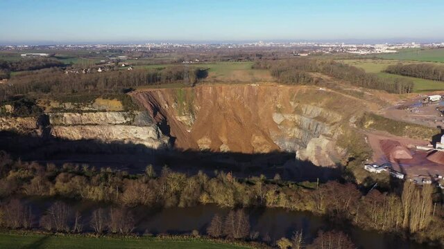 aerial view of a stone quarry in normandy