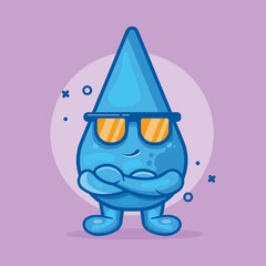 super cool water drop character mascot isolated cartoon in flat style design. for icon, symbol, logo, sticker. 