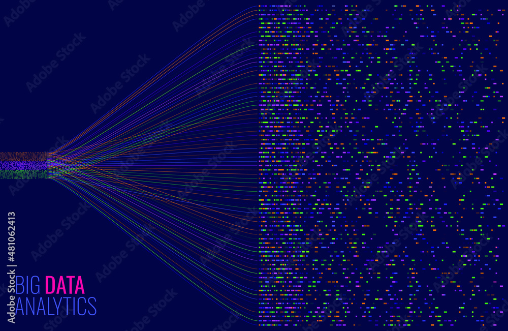 Fototapete Big Data Visualization. Server Data Information Sorting Process. Machine Learning Sorting. Science Technology Concept. Vector Illustration