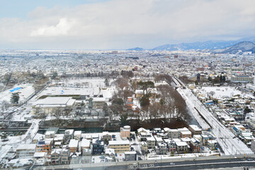 雪の山形市内
