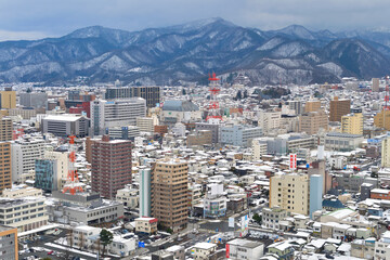 雪の山形市内

