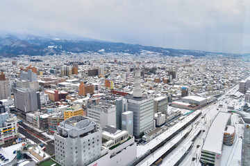 雪の山形市内
