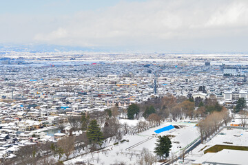 Obraz premium 雪の山形市内 