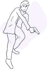 design vector oneline drawing police with gun