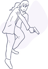 design vector oneline drawing police with gun