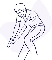 design vector oneline drawing police with gun