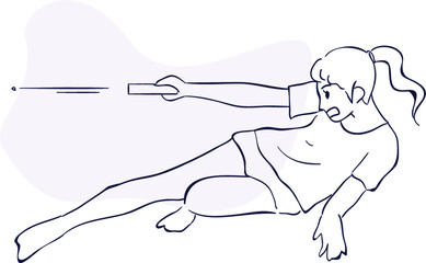 design vector oneline drawing police with gun