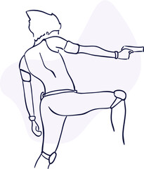 design vector oneline drawing police with gun
