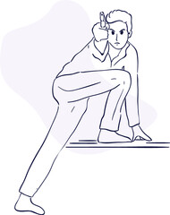 design vector oneline drawing police with gun