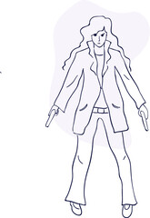 design vector oneline drawing police with gun