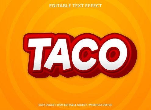 Taco Text Effect Logo Template Design With Bold And Abstract Style Background