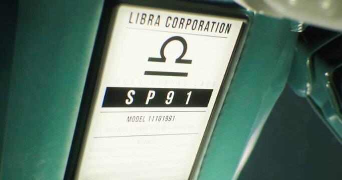 Animation Macro close-up of a futuristic robot's screen panel
