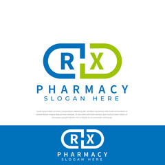 Fototapeta premium RX pharmaceutical capsule medicine logo vector,Drug Choice,drugstore,vector logo template