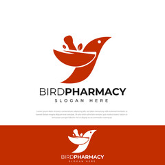 Pharmacy bird illustration, natural abstract label design template design