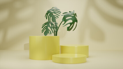 3d rendered. Pedestal for display, pedestal or platform, Blank product stand.